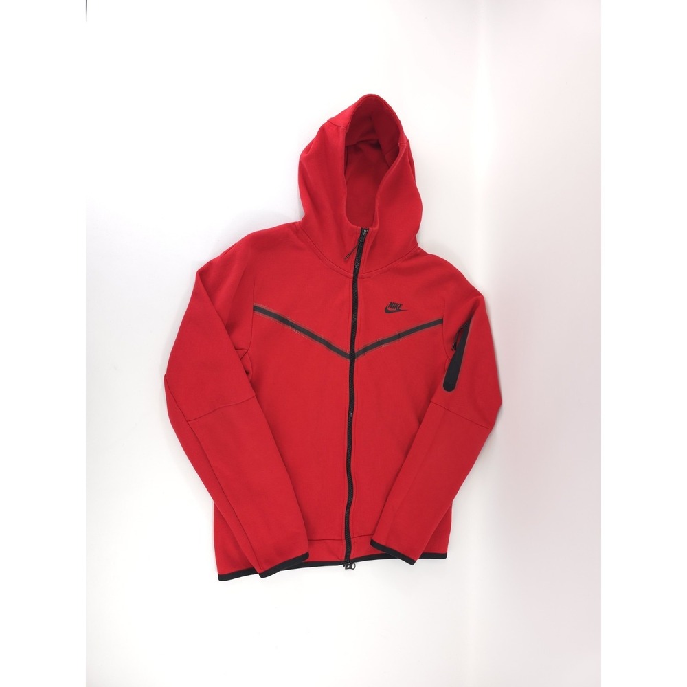 Nike Hoodie Mens Small Red Tech Fleece Windrunner Full Zip Hoody PLS Read